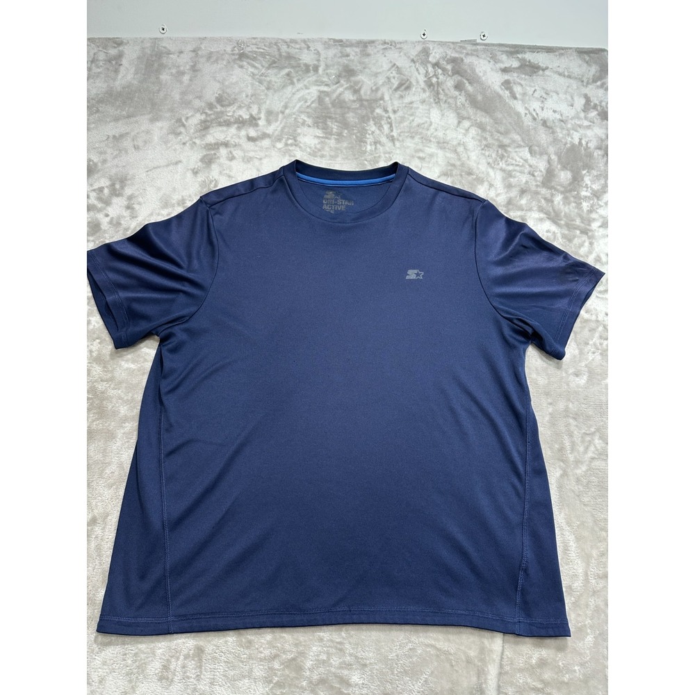 Starter Dri Star Active Tee Shirt Mens Size Large Blue Short Sleeve Crew EUC
